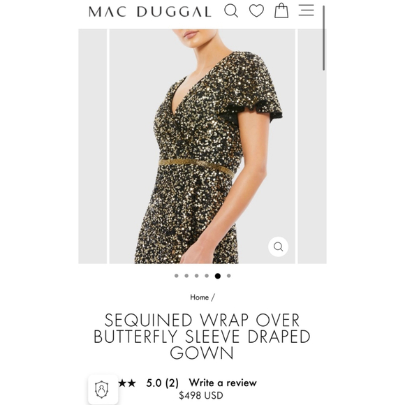 Women's Mac Duggal Dress Black Gold Size 6 - Picture 3 of 8